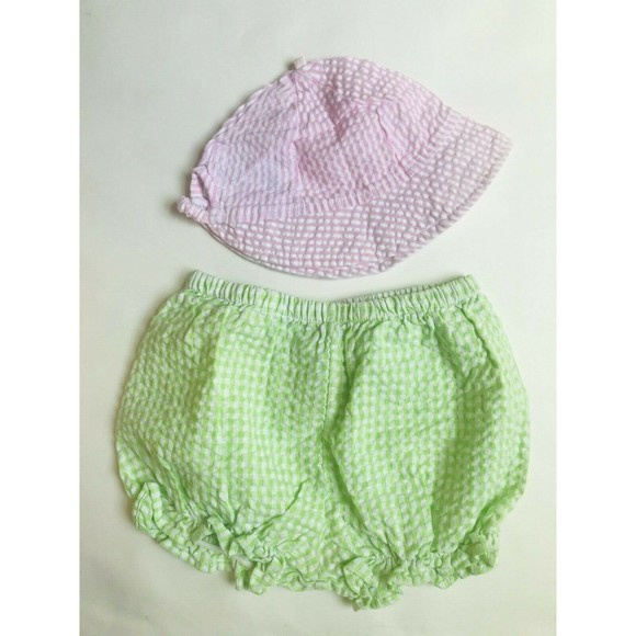 Girls Size 9M 6-9 Months 3 Piece Pink Strawberry Designed Dress, Hat + Bloomer - Picture 7 of 8